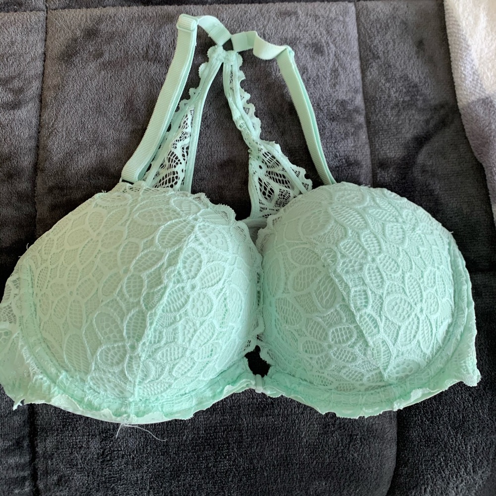 VS Pink Racerback lace bra (mint green color )